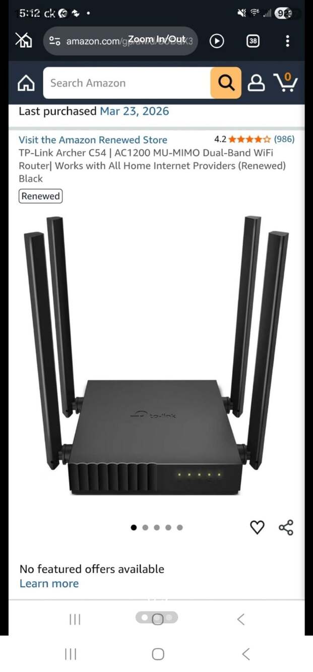 tp -Link Archer C54 AC1200 mu-mimo Dual-Band WiFi Router Black